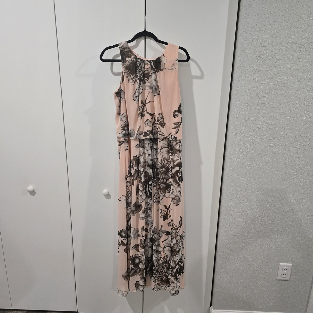 Coldwater Creek Pastel Pink and Brown Floral Maxi Dress - Picture 2 of 8
